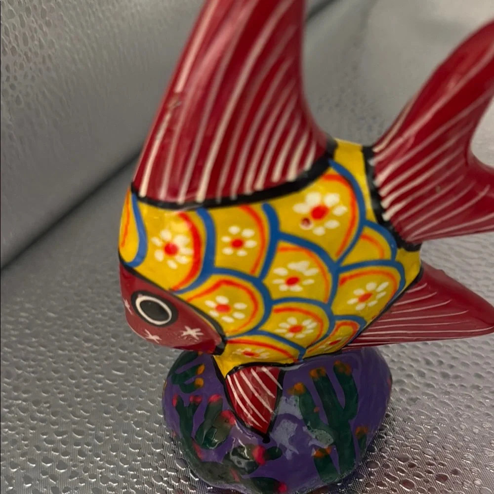 Colorful Hand-Painted Mexican possibly Talavera Fish Figurine
